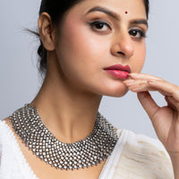 Exclusive Silver Dot Design Statement Necklace