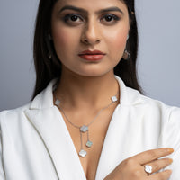 Classy Fine Silver necklace Set MOP Studded