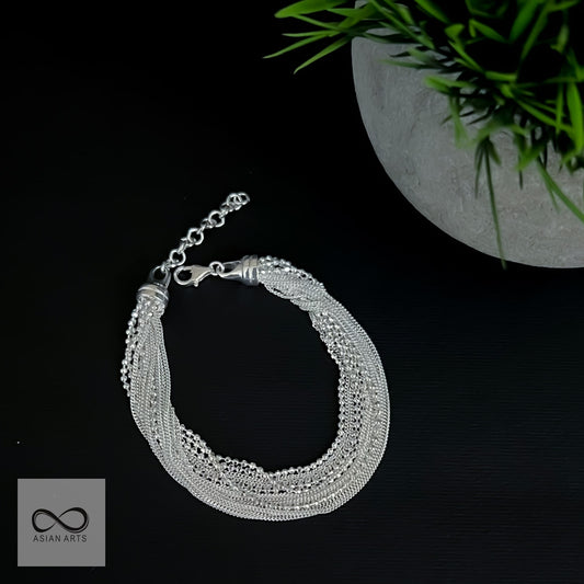 Silver Bunched Chain Bracelet