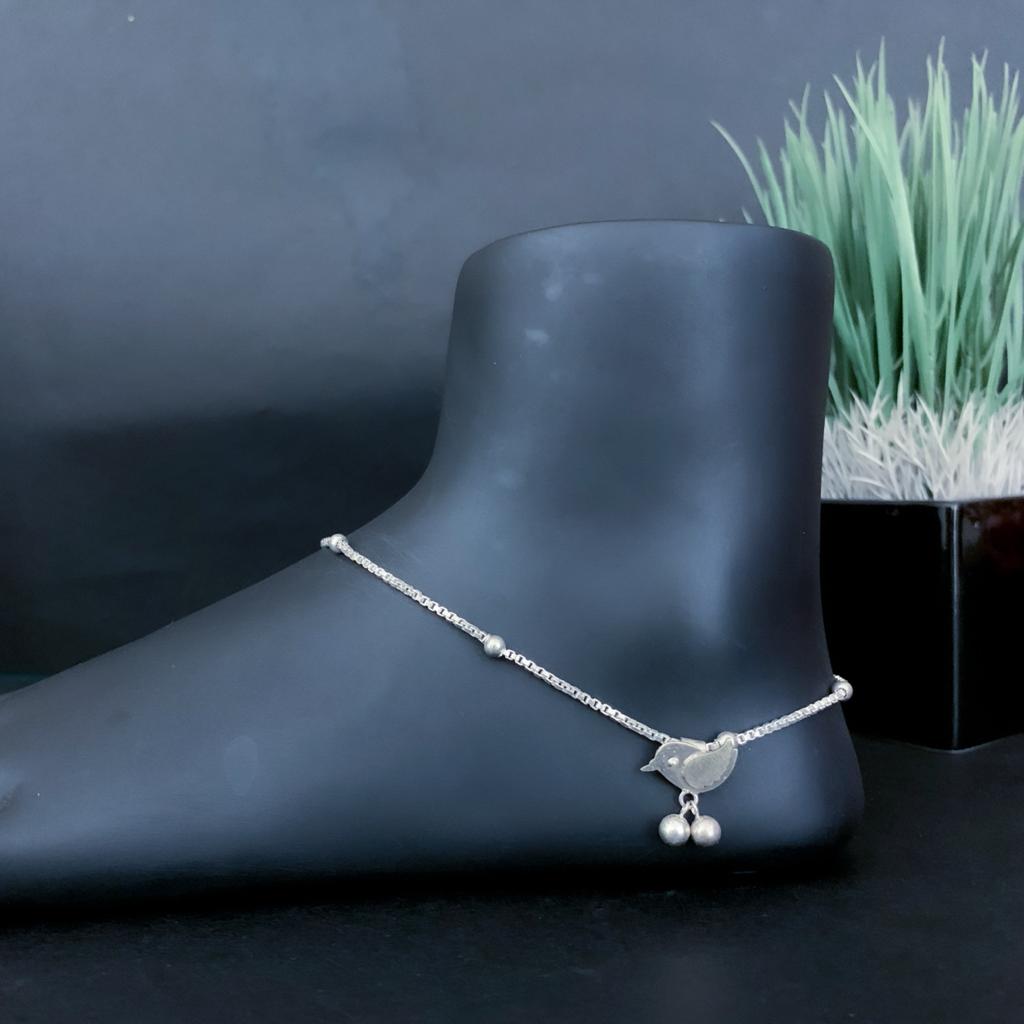 Silver bird chain anklet