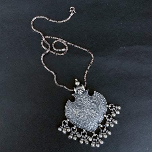 silver Rajasthani old-look jhumka pendant (Ver. 11)
