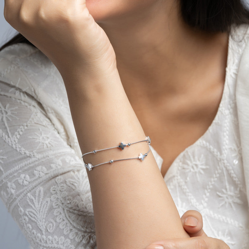 Silver Classy double layered Bracelet 