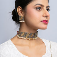 Exclusive Handmade Jaliwork Silver Choker Set