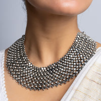 Exclusive Silver Dot Design Statement Necklace