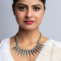 Silver Tribal Spike Necklace