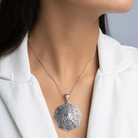 Silver Buddhist Symbols Pendant 