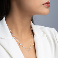 Silver Chic double layered lightweight necklace Style 3