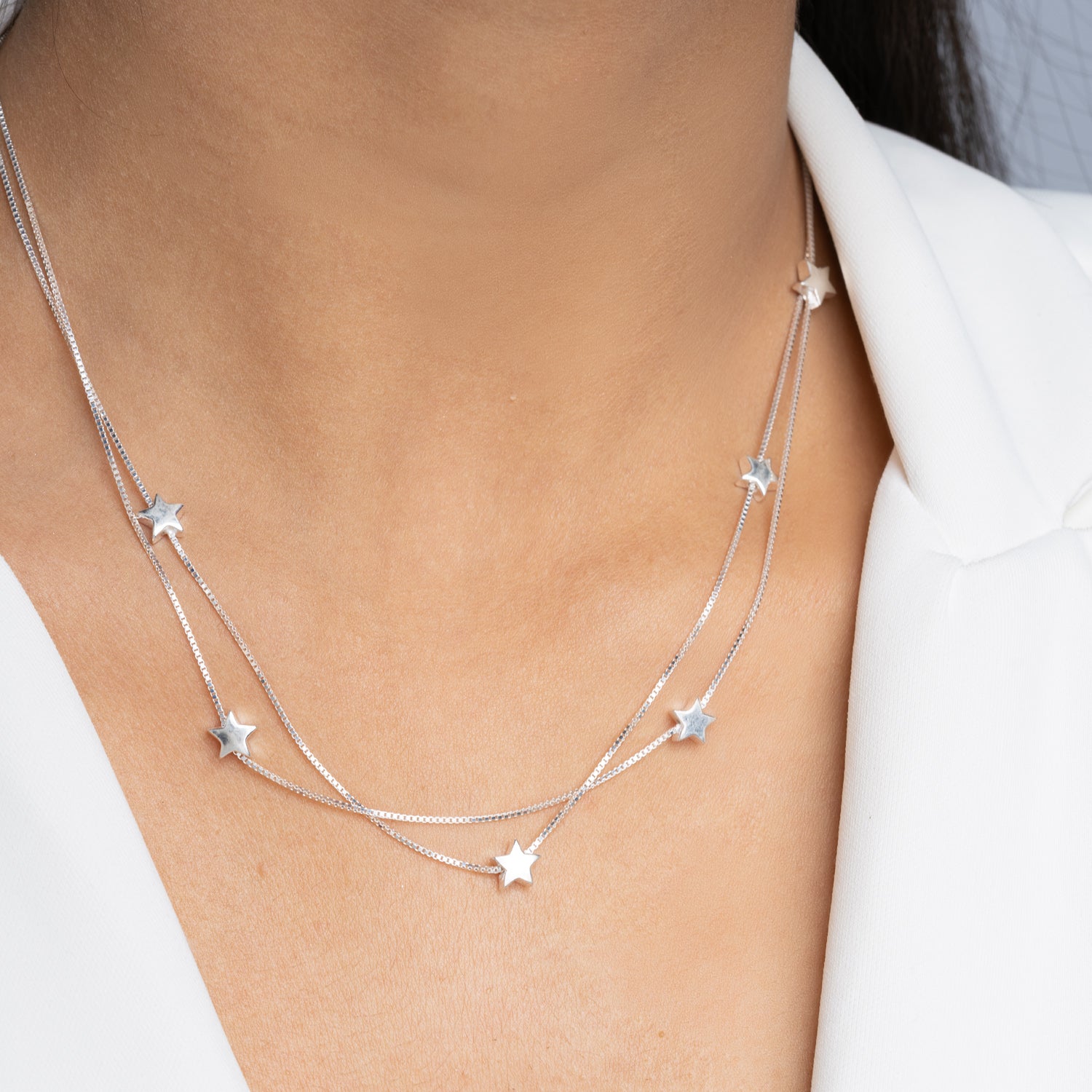Double Layer Silver Double Chain Necklace Mack Rex Zina Double