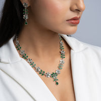 Silver Cut Stone Lightweright Necklace Set
