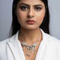 Silver Chiang Mai Floral Charm Necklace