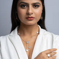 Classy Fine Silver necklace Set MOP Studded 