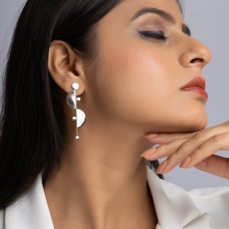 Silver Handmade Geometric Earrings