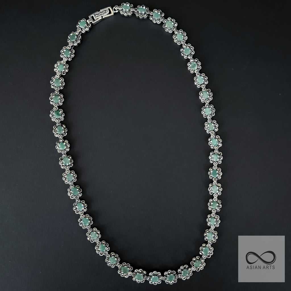 Silver Mercasite Emerald Necklace