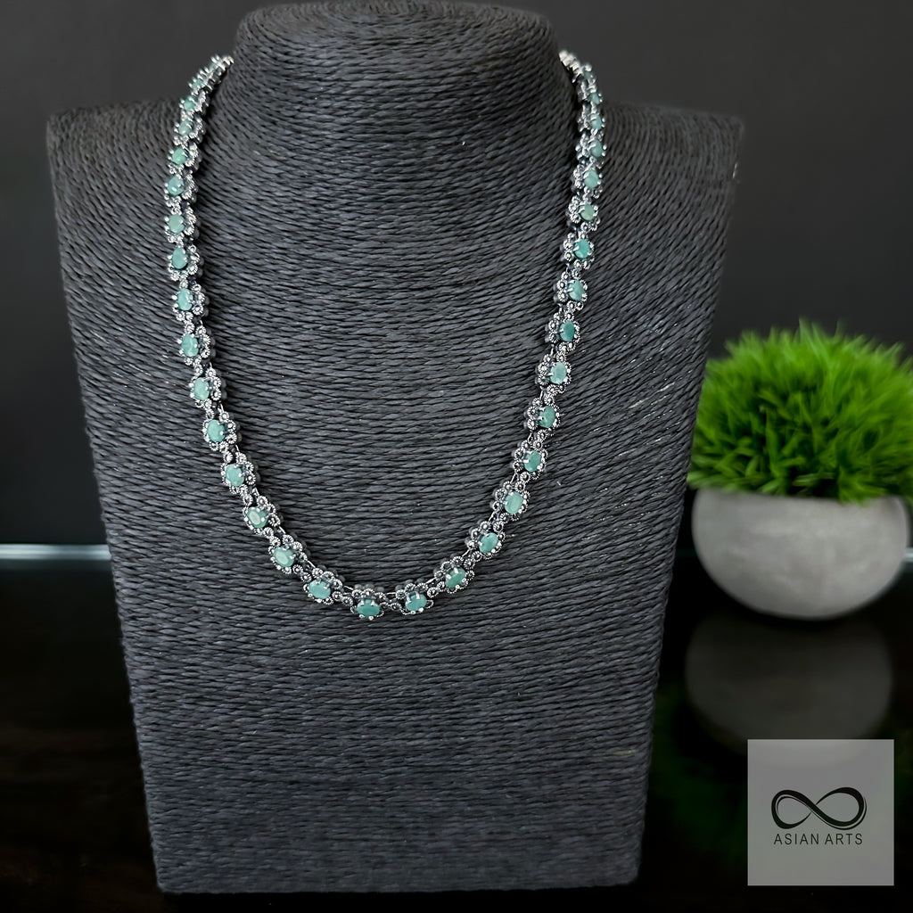 Silver Mercasite Emerald Necklace