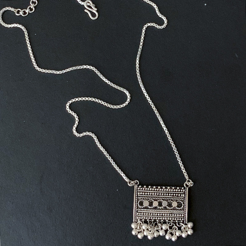 Silver handmade mangalsutra with silver chain