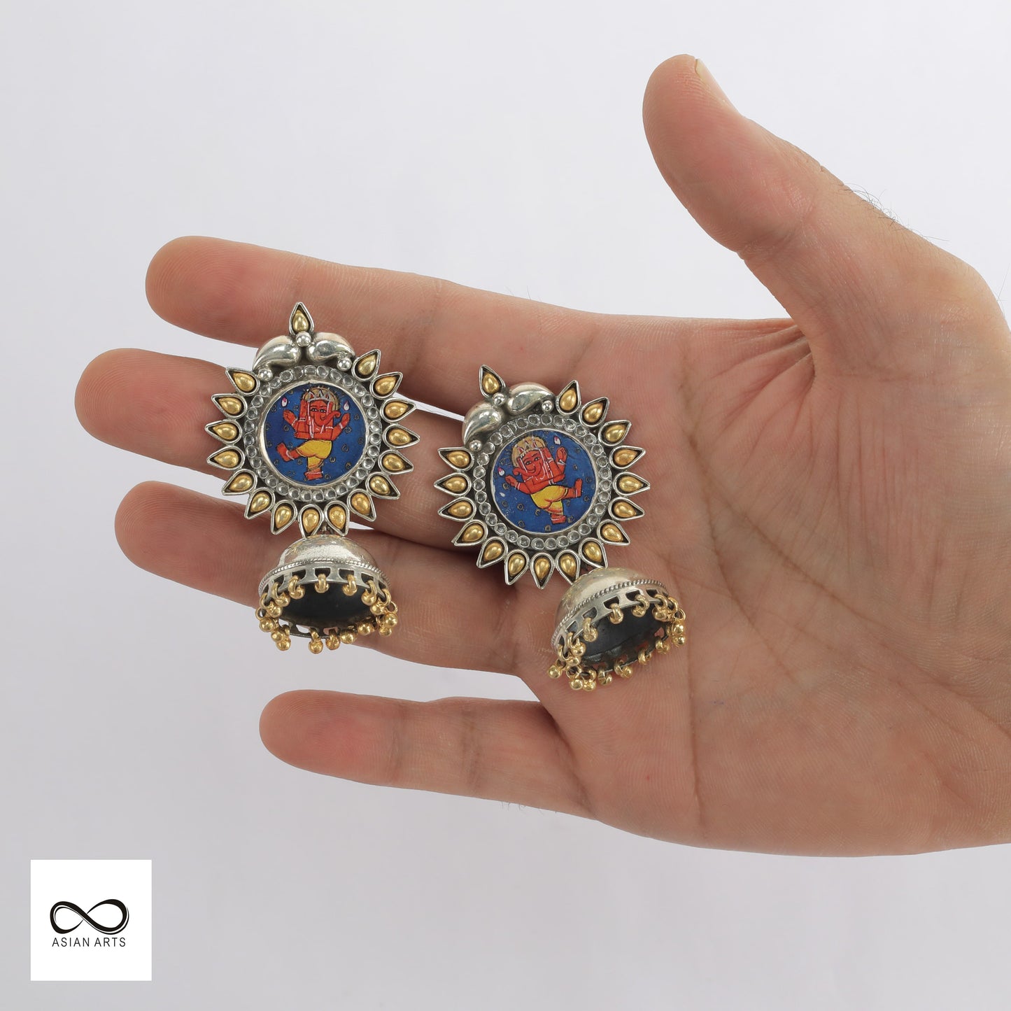 Silver Painting Two Tone Jhumkas