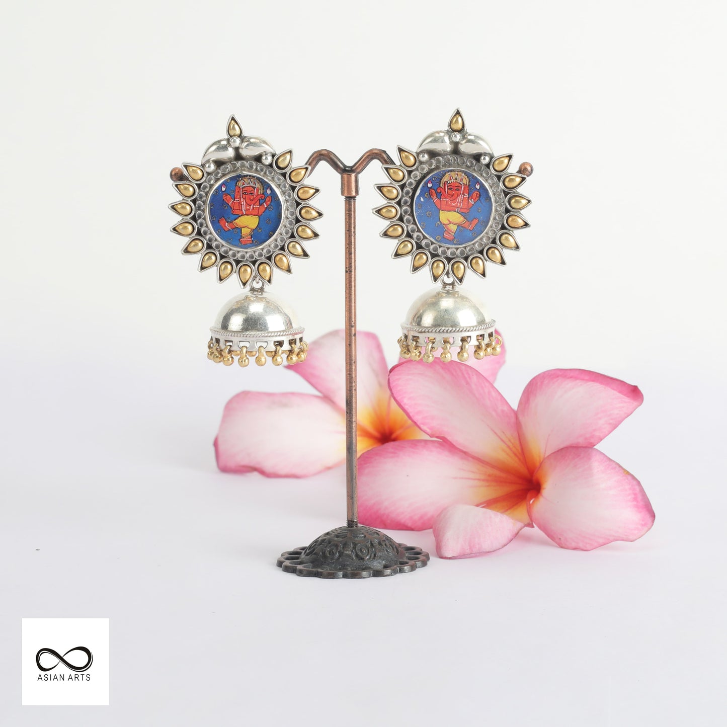 Silver Painting Two Tone Jhumkas