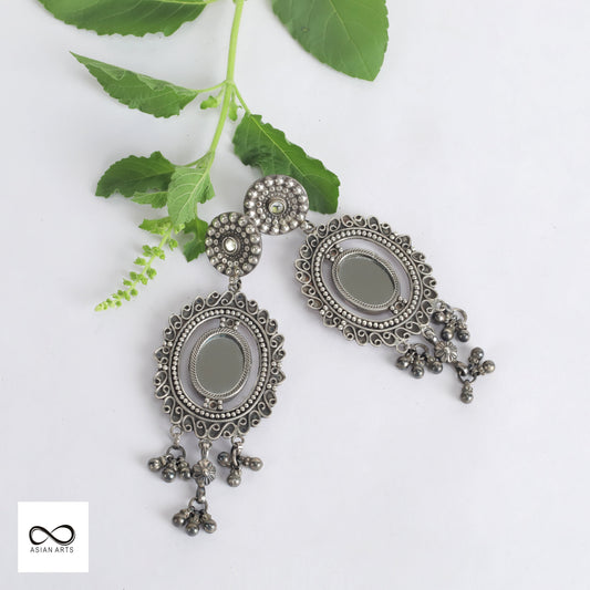 Traditional Silver Glass Earrings