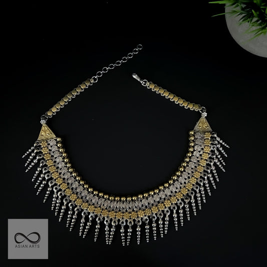 Silver two tone Rajasthani necklace