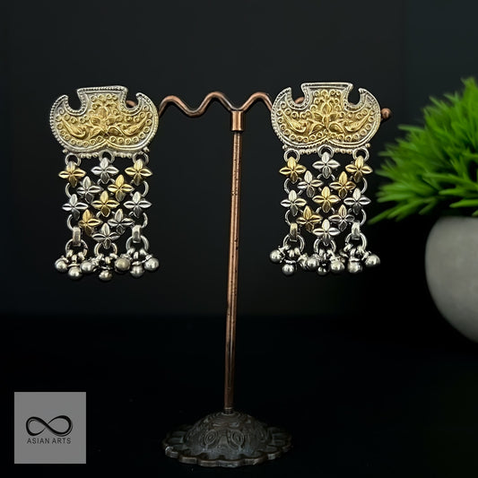Traditional silver two tone ghunghroo jhalar earring