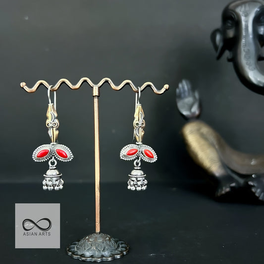Unique Silver & Copper Earrings With Stones (Ver.5)