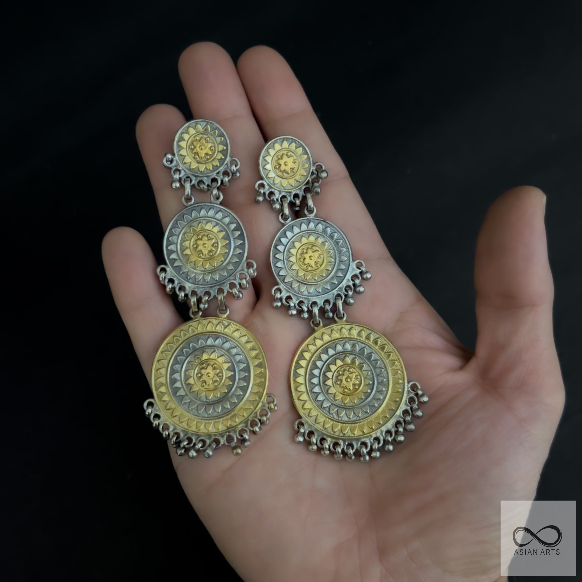 Handmade Oxidised Silver Tone Jhumka Earrings - Jaipur Mart - 1556135