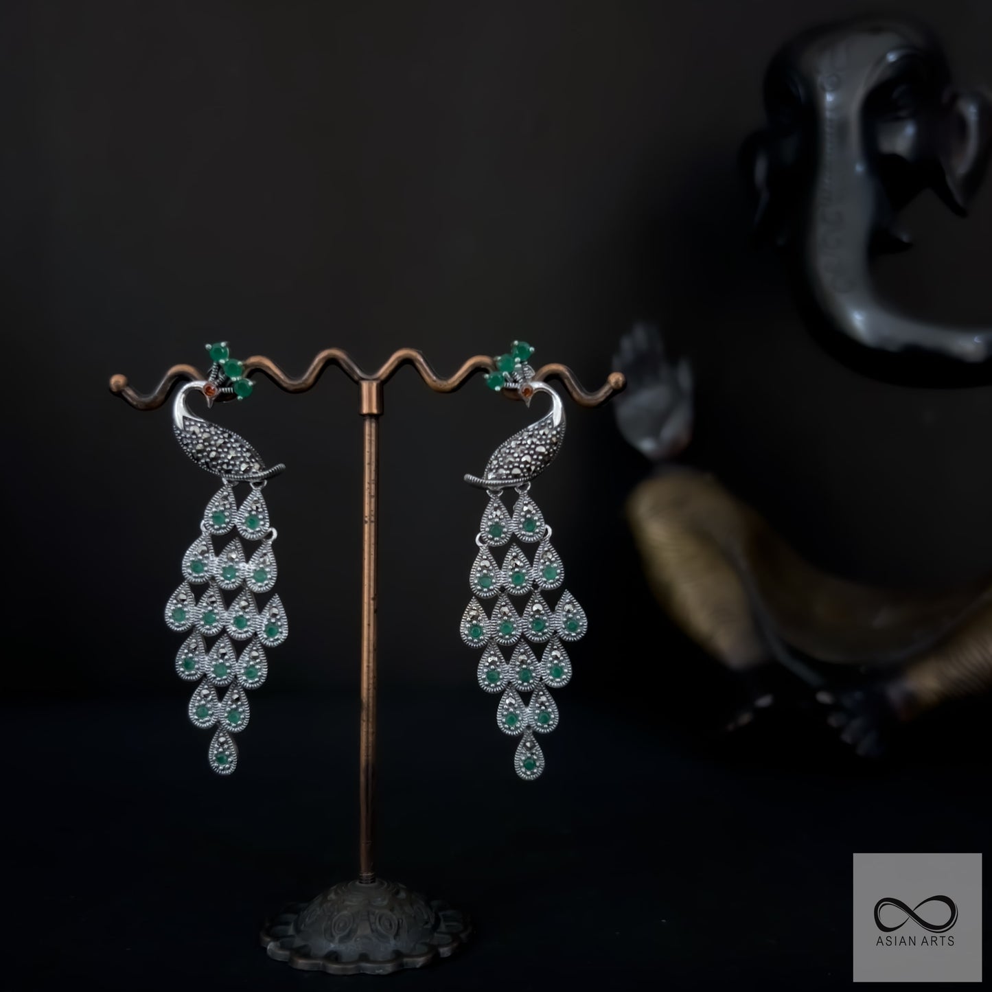 Contemporary Mercasite Peacock Earrings