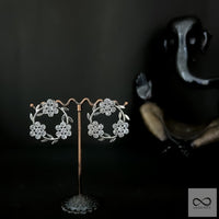Silver Contemporary Cut-Stone Disc Earrings