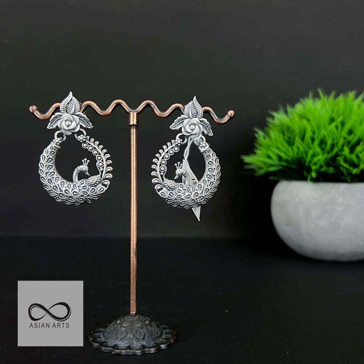 Silver Peacock Lightweight Earrings