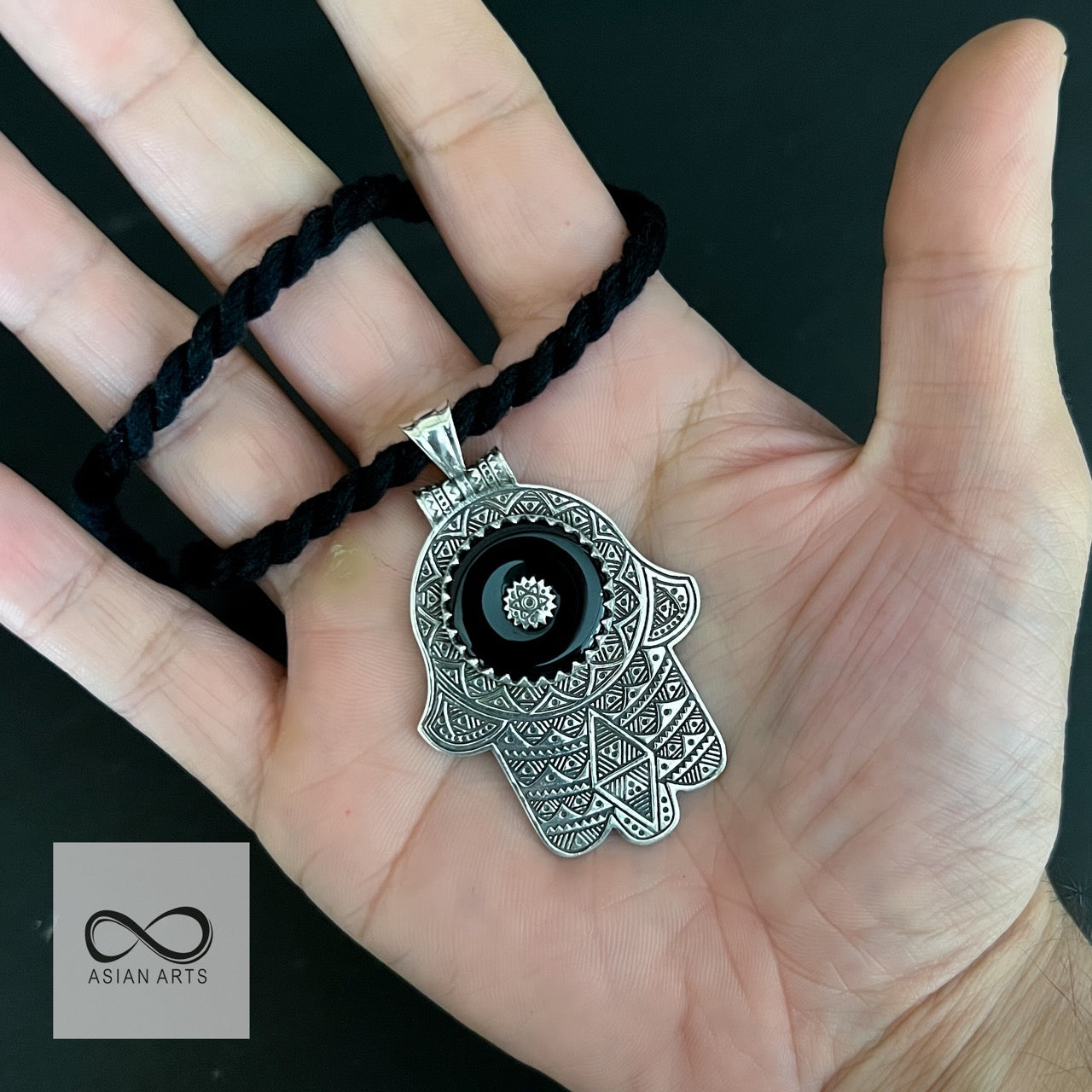 Hamza Intricate Black-Onyx Locket