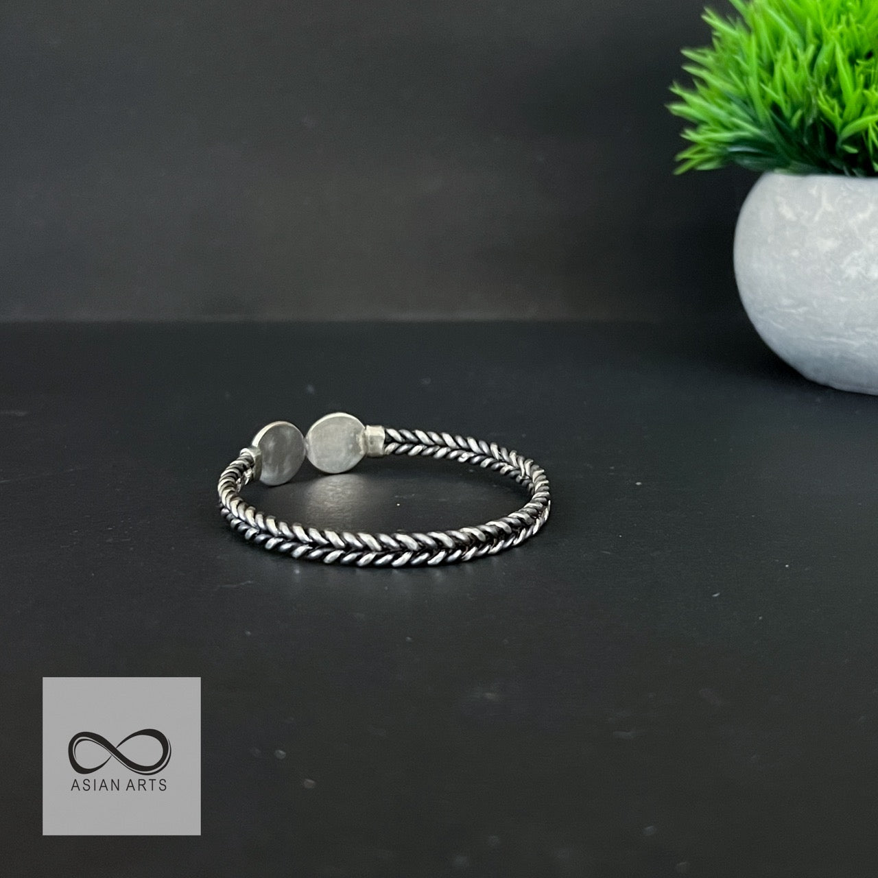 Full Silver Two-Line Twisted Dome Pasha Bangle – Asian Arts