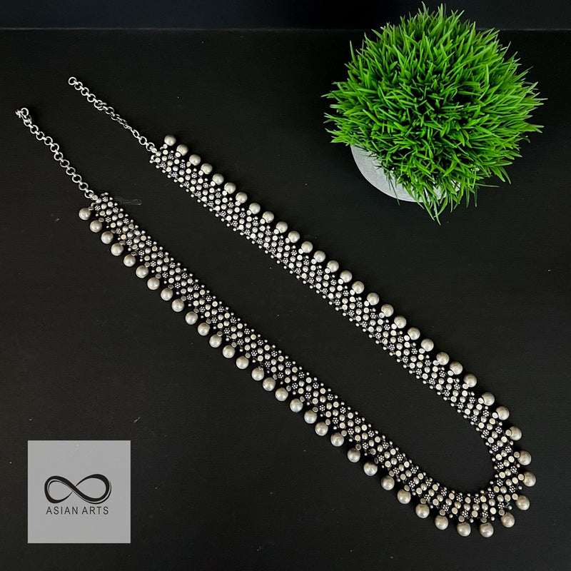 Long Traditional Ball Carving Statement Necklace
