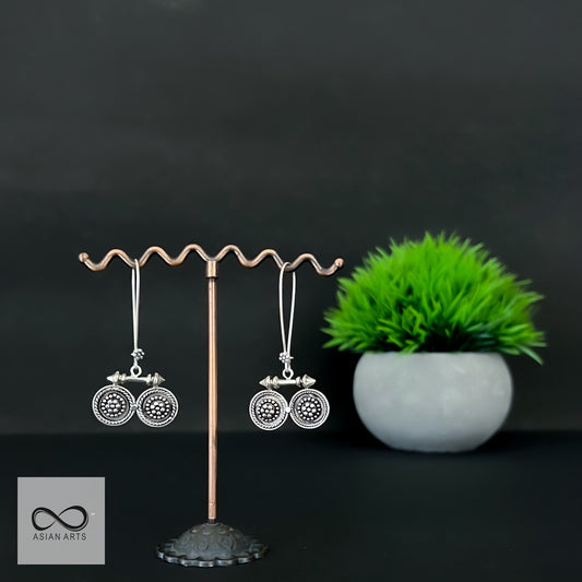 Silver Double Raised Rawa Sleek-Hook Earrings