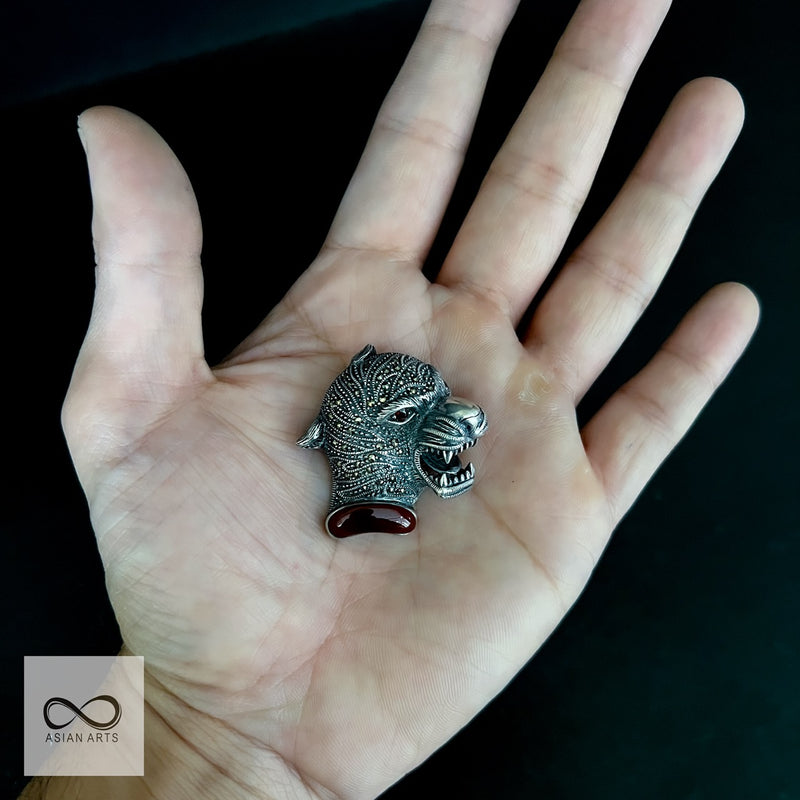 Silver Marcasite Bear Motif Brooch