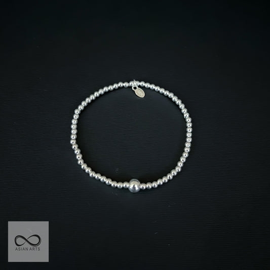 Silver Elastic Bead Bracelet ( Unisex )