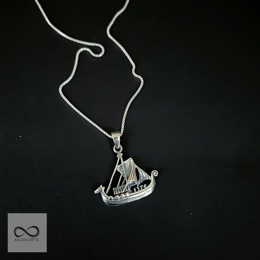 Silver Pirate Ship Pendant