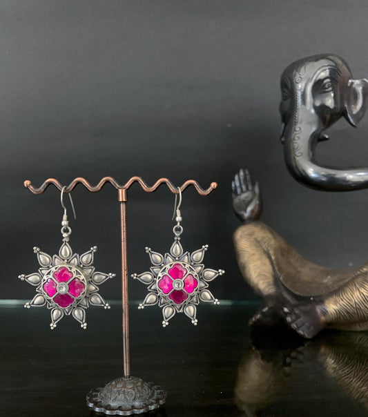 pink Kundan antique earrings