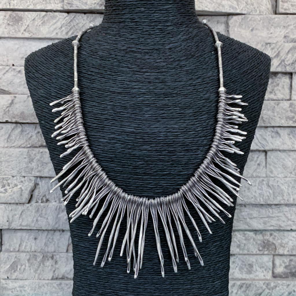 silver Thai spiked necklace With Surprise Earrings