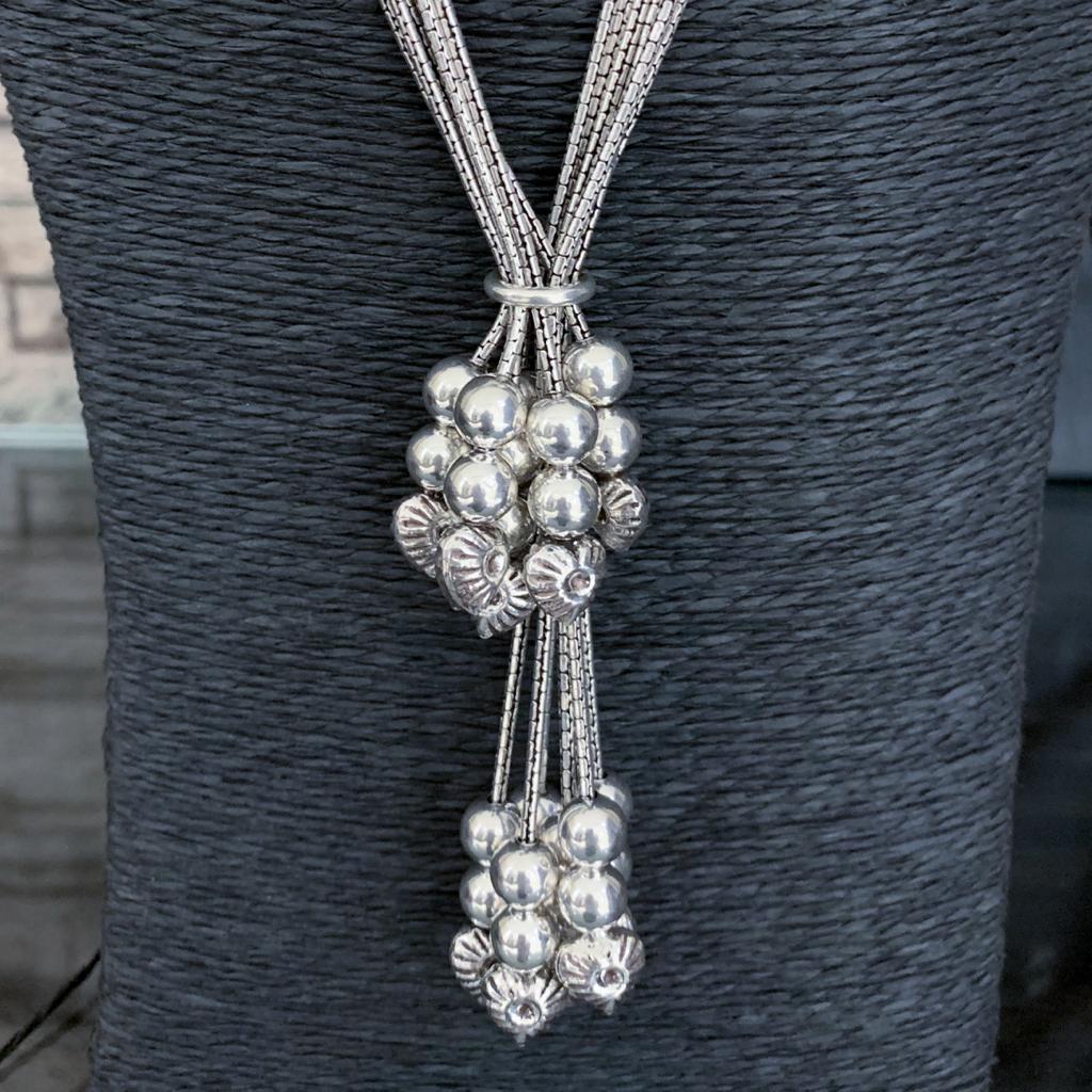 Silver chain bunched necklace