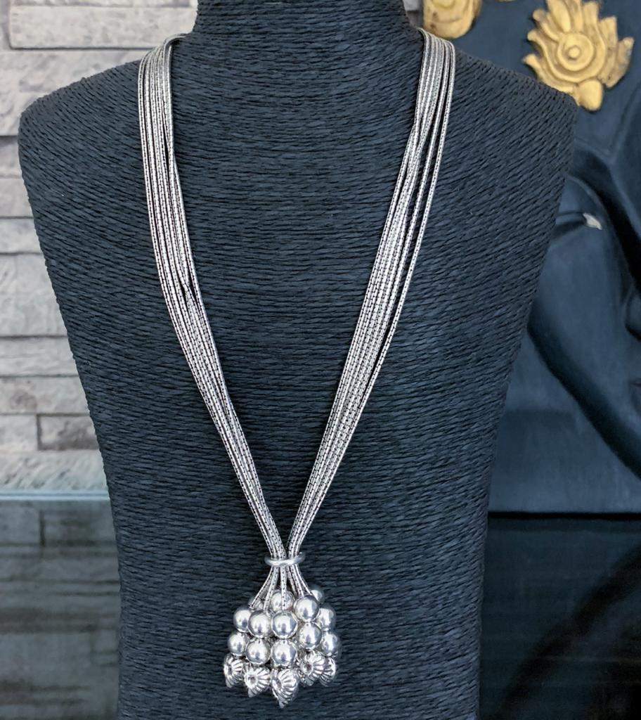 Silver chain bunched necklace