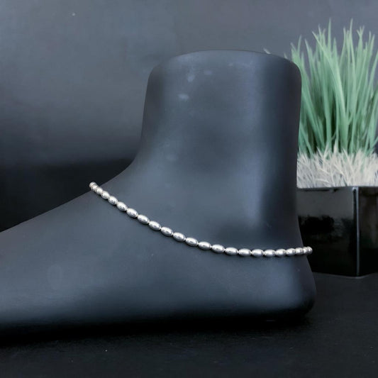 silver drop bead anklet