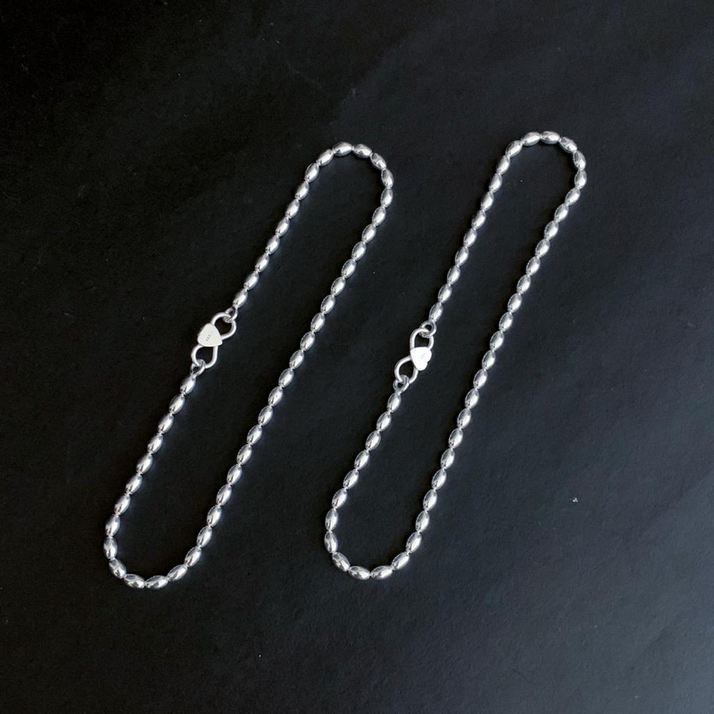 silver drop bead anklet