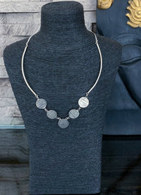 Handmade silver scratch-design lightweight necklace