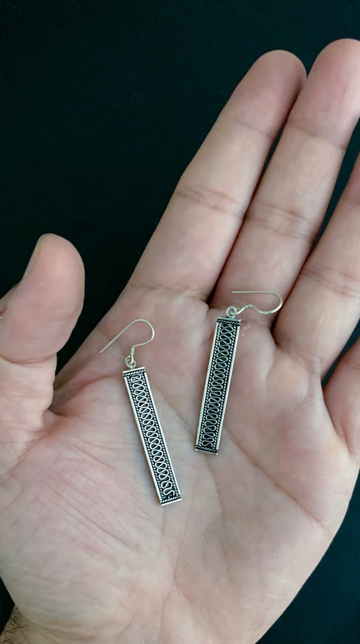 Handmade silver rectangular earrings