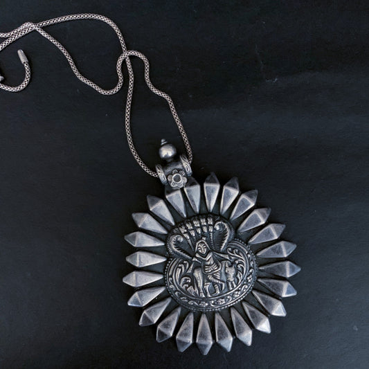 silver Rajasthani Krishna old-look locket (Ver. 9)