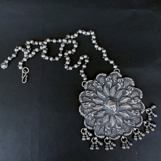 silver Rajasthani old-look Maa Durga tribal pendant