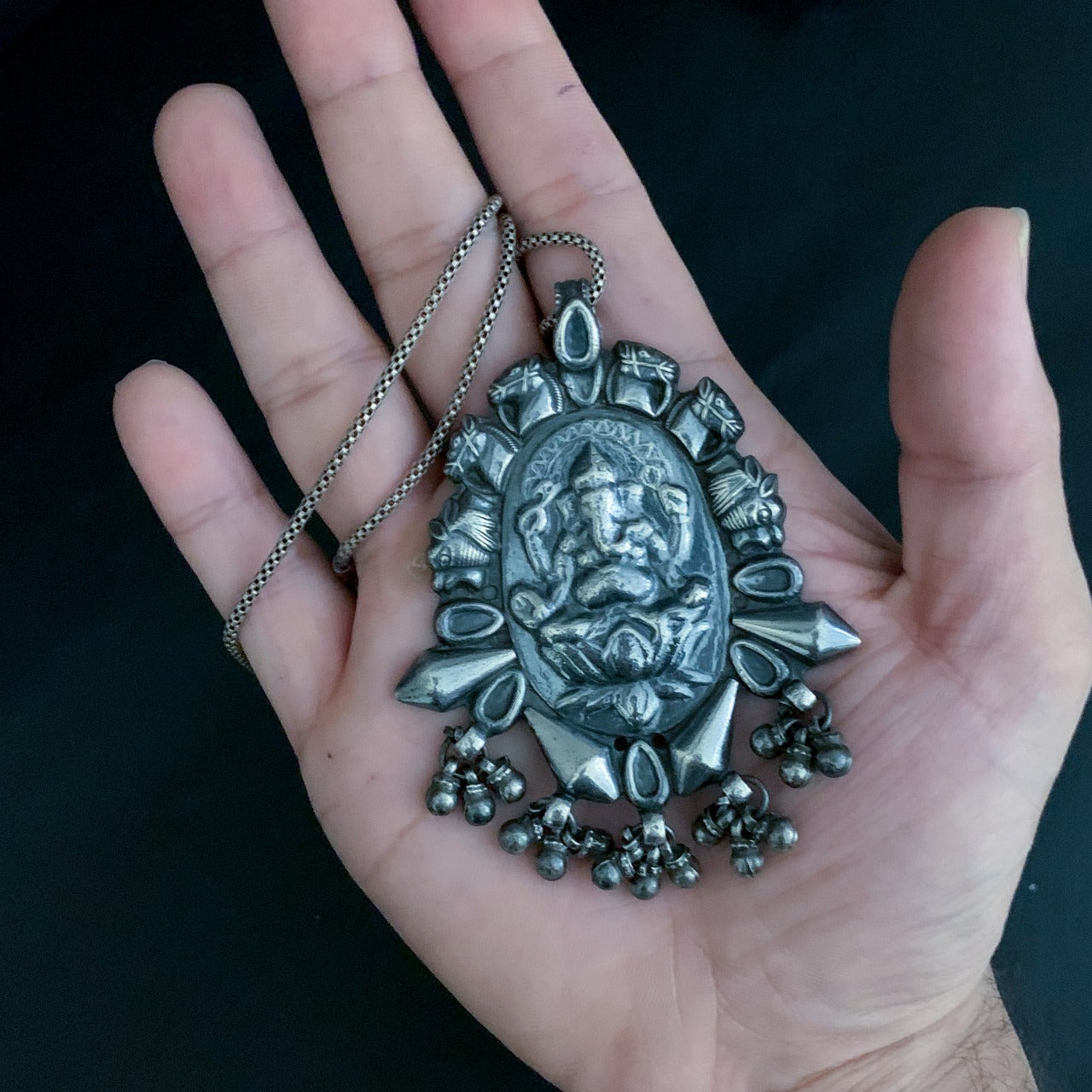 silver antique Ganeshji pendant