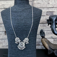 Beaten silver disc necklace