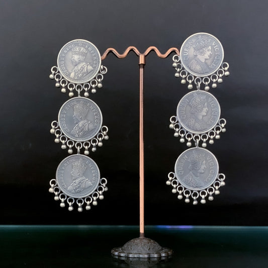 3 layered coin earrings