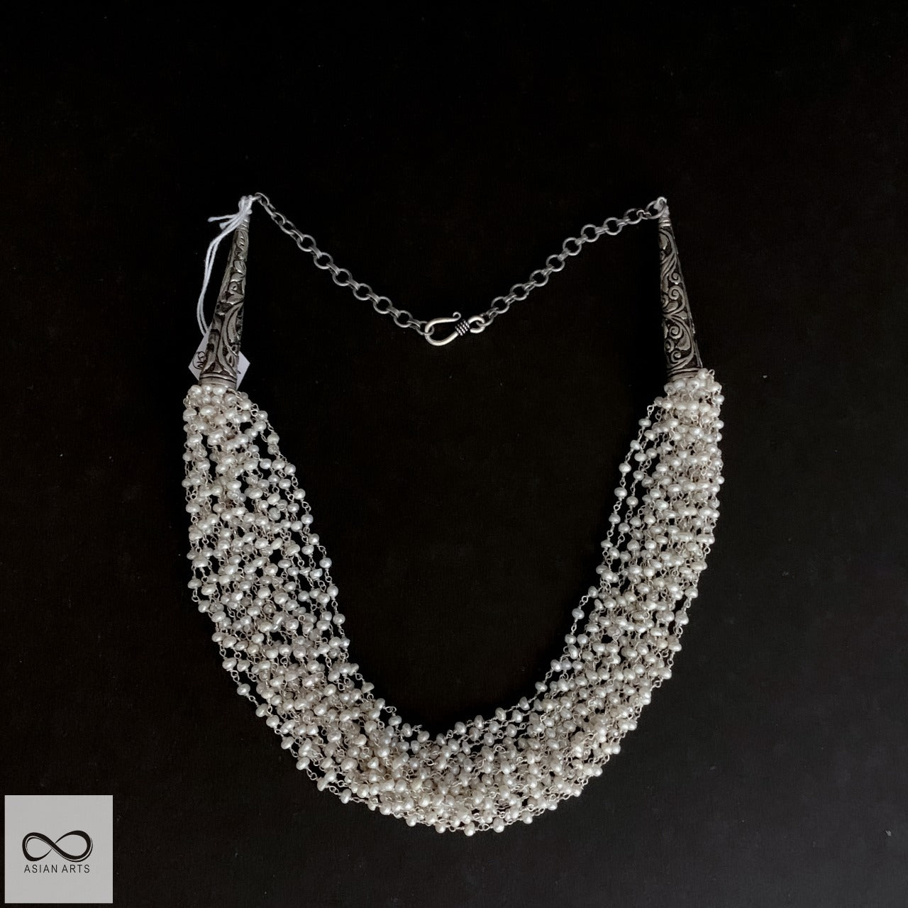 Chitrai Work Bunched-Cultured-Pearl-Necklace